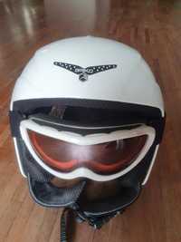 Komplet kask Briko Rookie 56 gogle biale worek