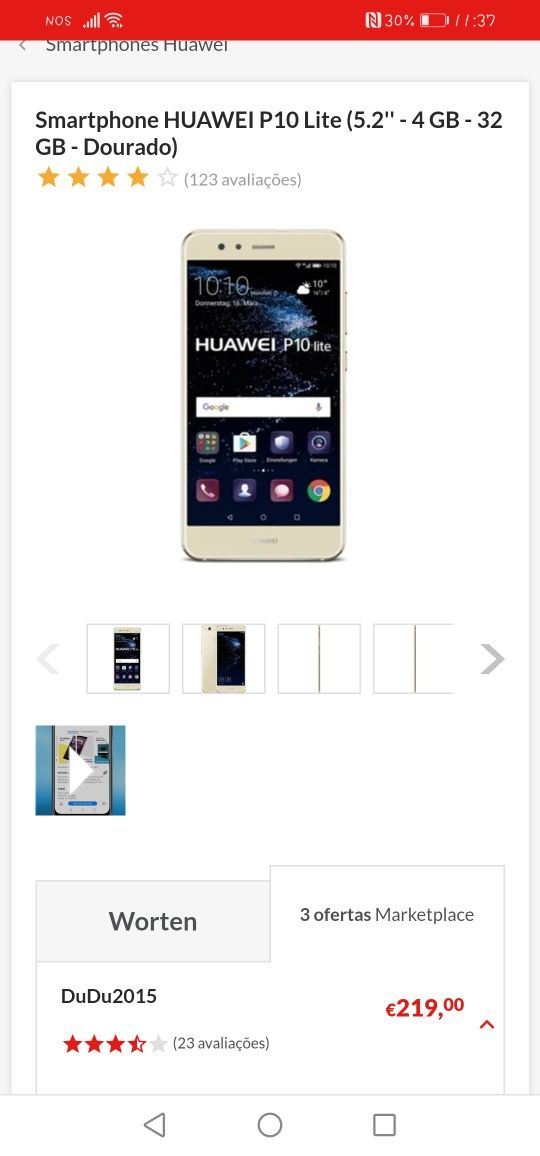 Huawei P10 lite gold