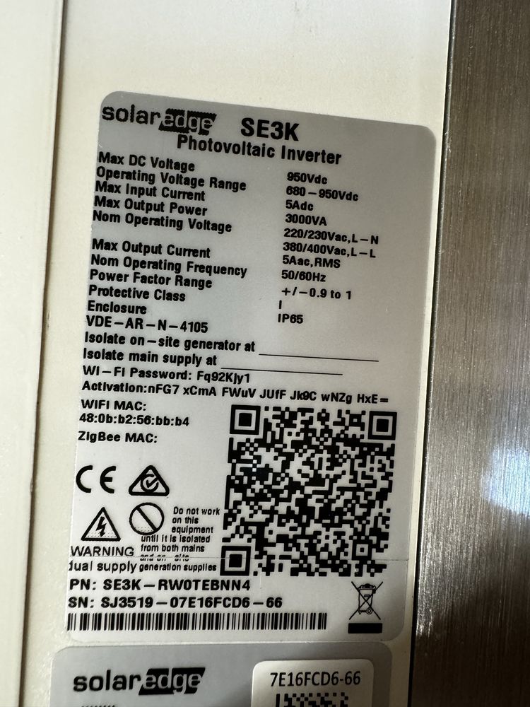 SolarEdge SE3K RW0TEBNN4 nie uzywany falownik fotowoltaiczny Nc Rfg