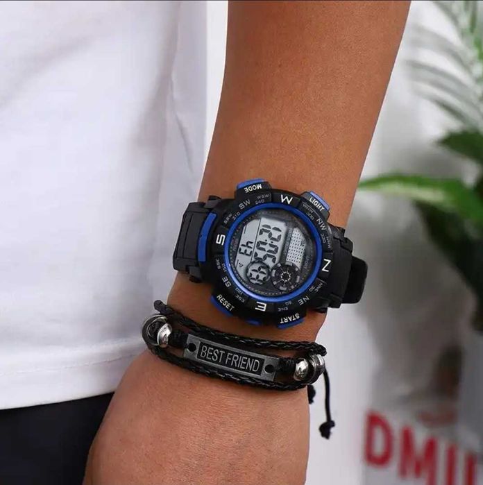 Zegarek męski dla chłopca elektroniczny stoper sportowy + bransoletka