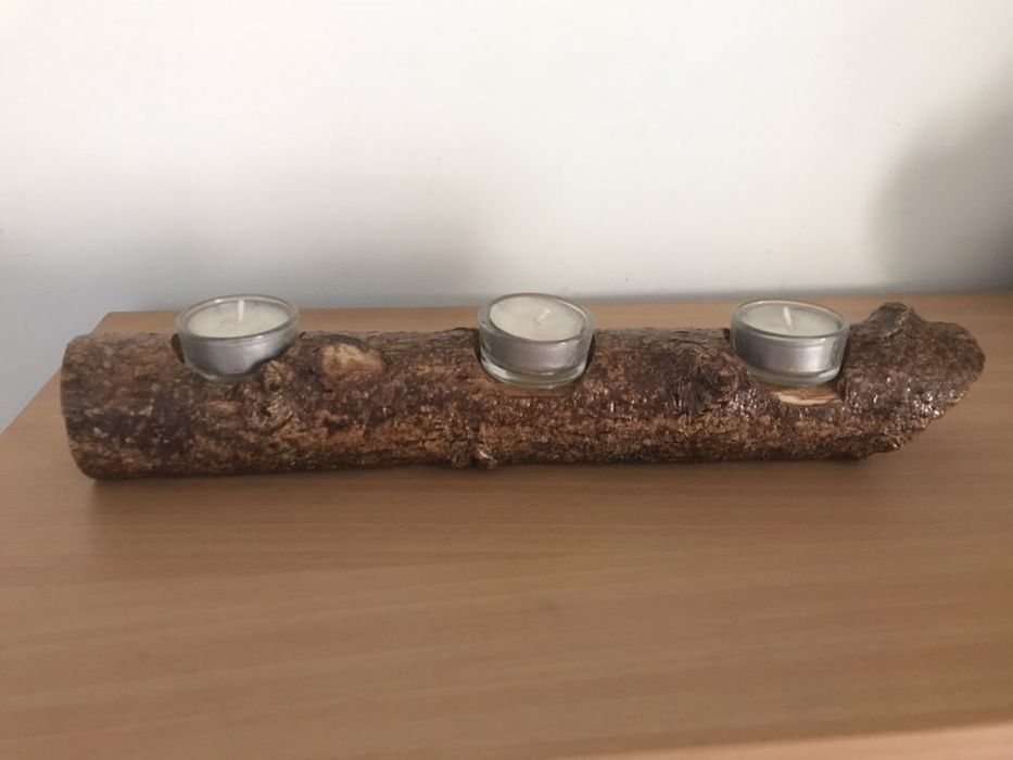 Suporte de 3 velas madeira oliveira