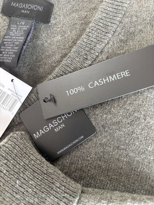 Sweter kaszmirowy męski w kolorze khaki Magaschoni rozmiar L