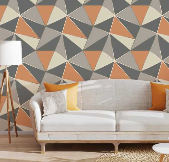 Tapeta samoprzylepna winylowa Geometryczna Szaro-Pomarańczowa NR.EO71