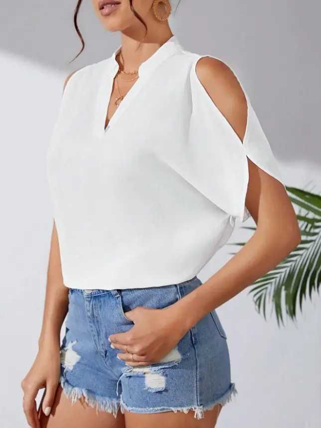 48-50 біла блузка з коротким рукавом пряма легка  літня