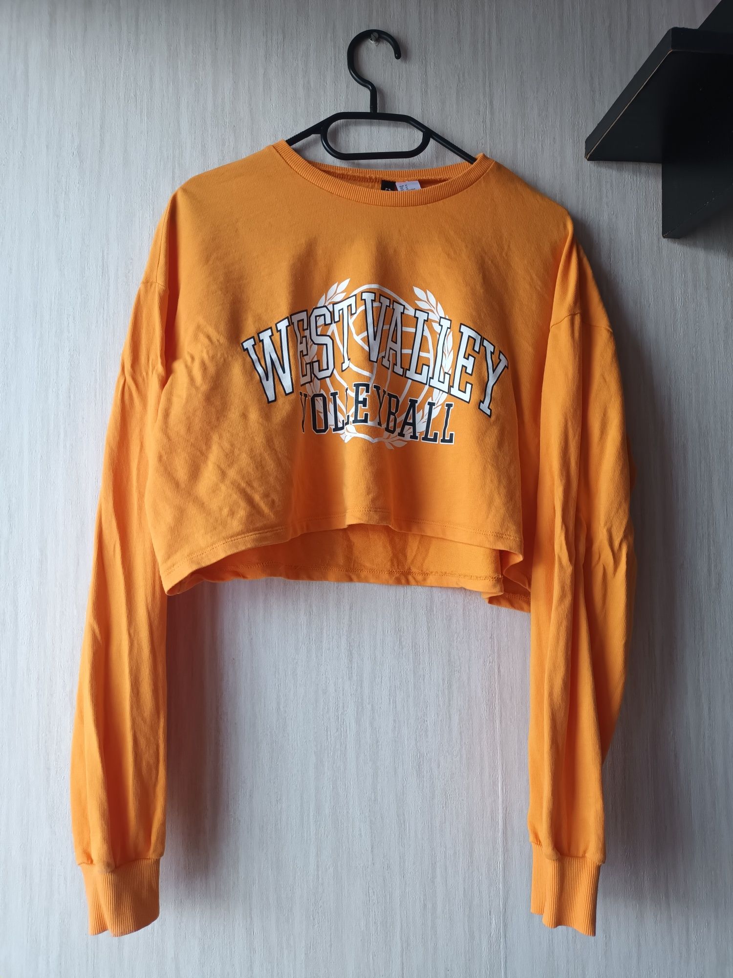 Pomarańczowa bluza crop top z nadrukiem 100% bawełna