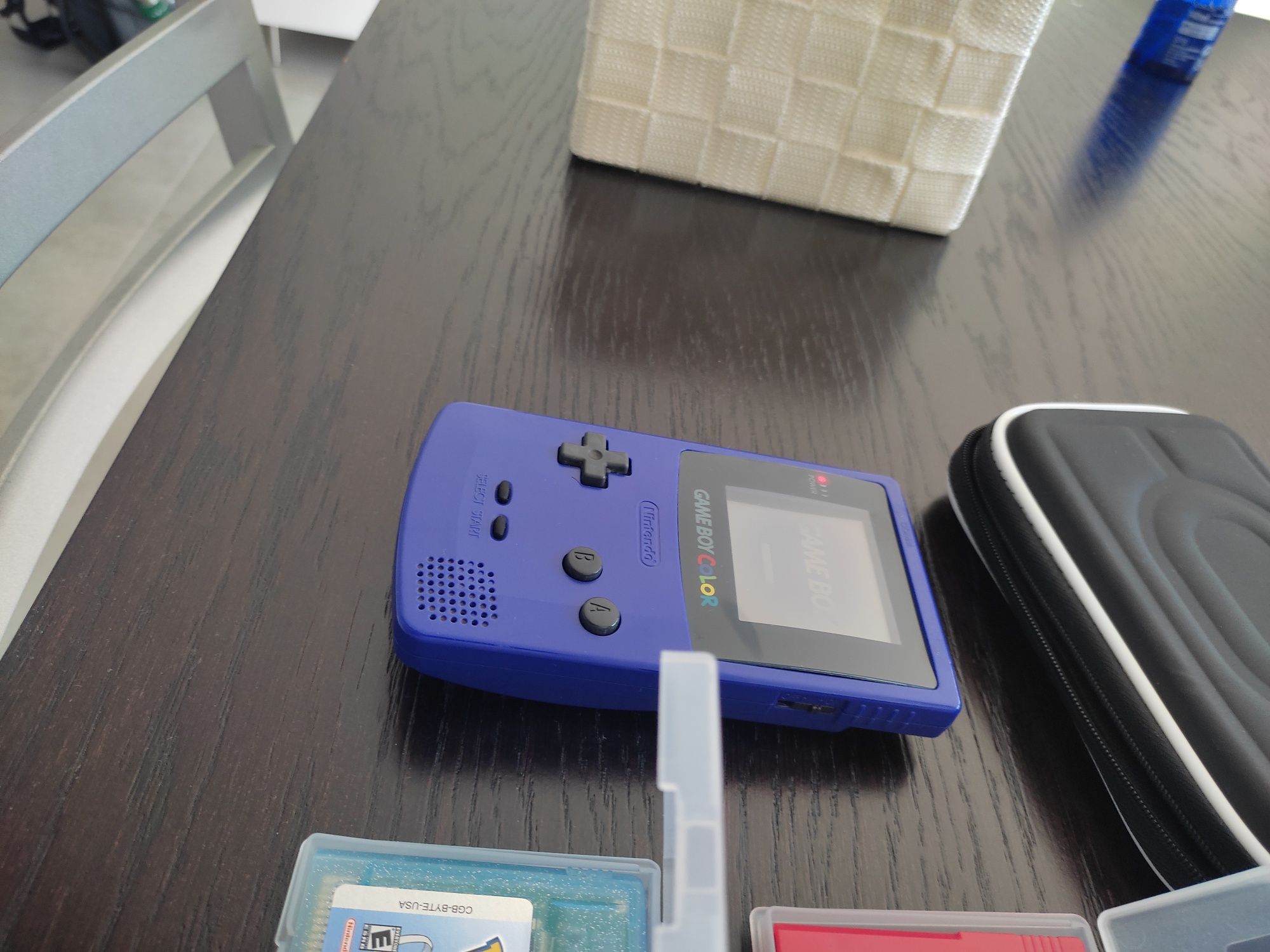 Pack Gameboy color roxo com 7 jogos Pokémon cabo link e bolsa