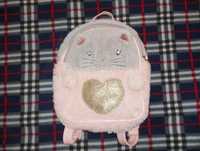 Рюкзак детский для девочки Кошка кошечка меховой пушистый