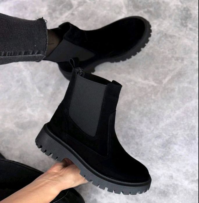Черевики Челсі зимові, натуральна замша, ботинки челси замш