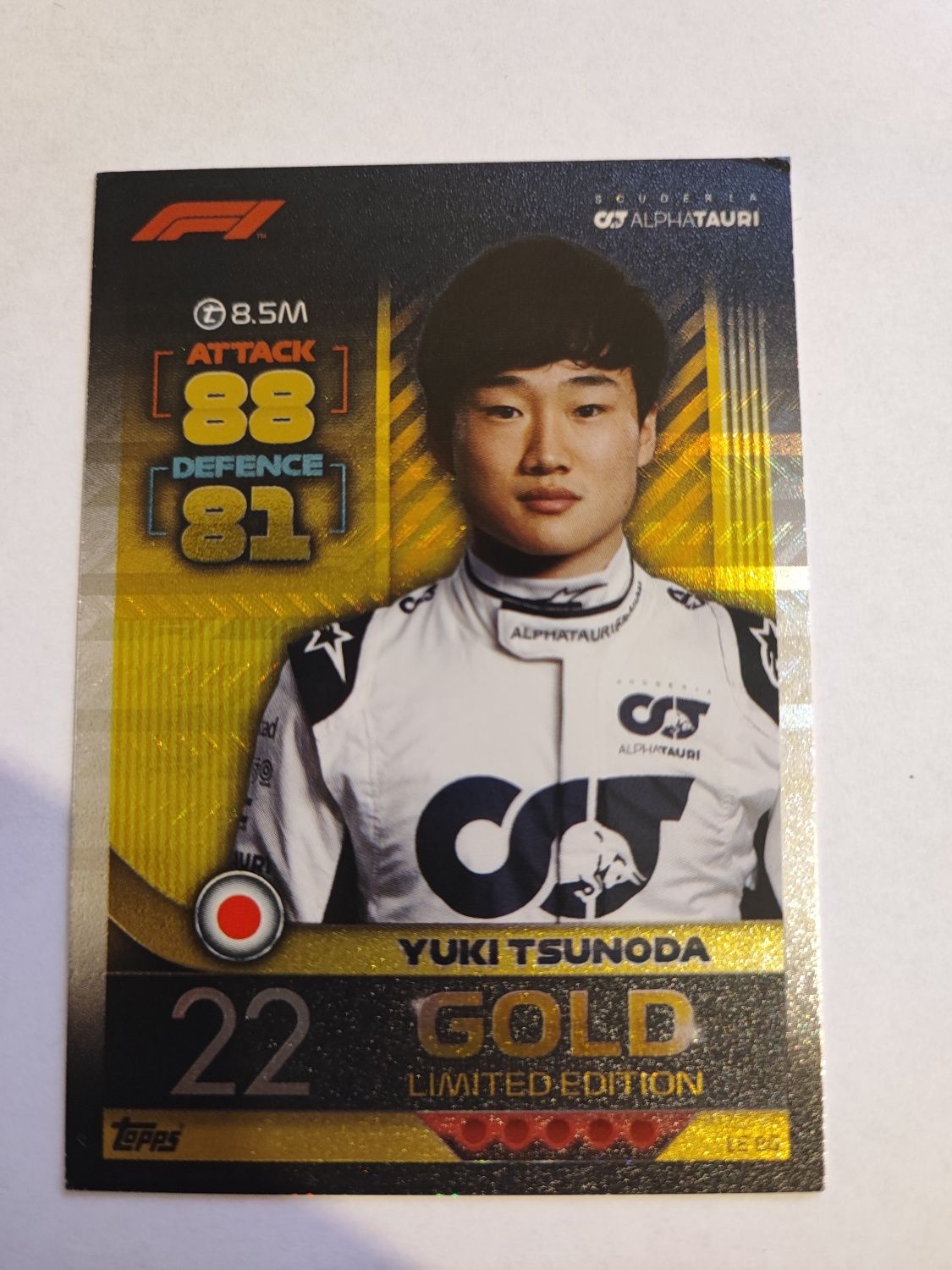 Karta Turbo Attax Yuki Tsunoda Gold LE 8G LE8G