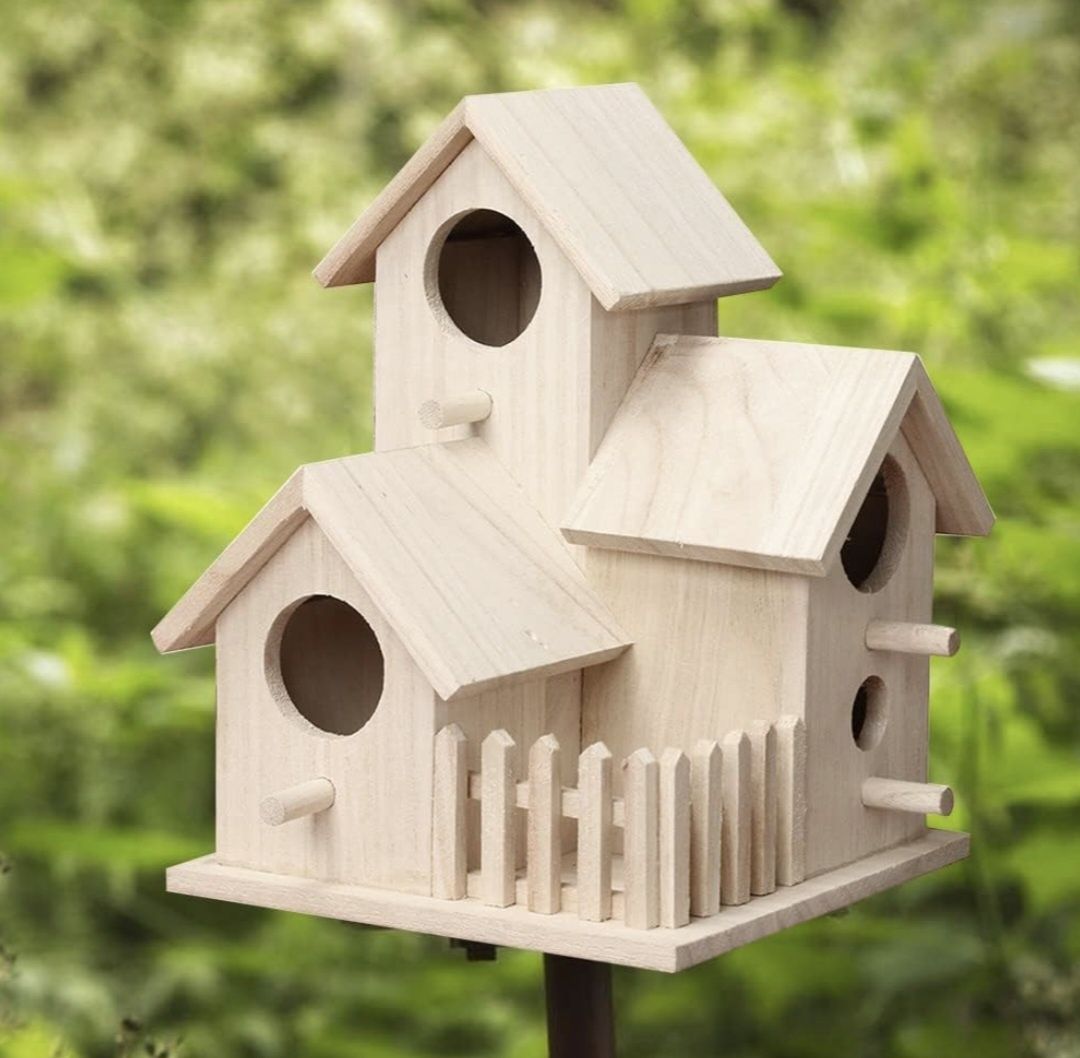 Casa de madeira rústica ninho para aves pássaros - NOVO