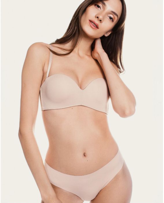 Базовий бежевий бюстгальтер балконет, анжеліка з push-up ефектом, 85 b