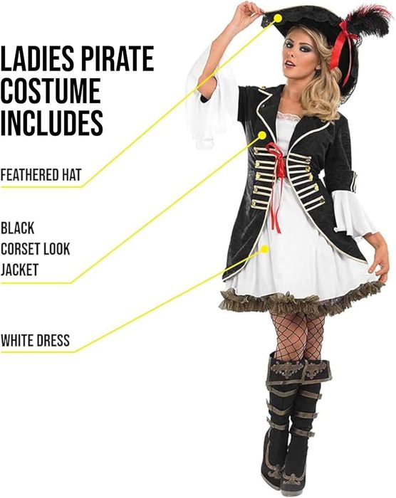 Kostium Damy retro z kapeluszem Piratka Rozmiar S