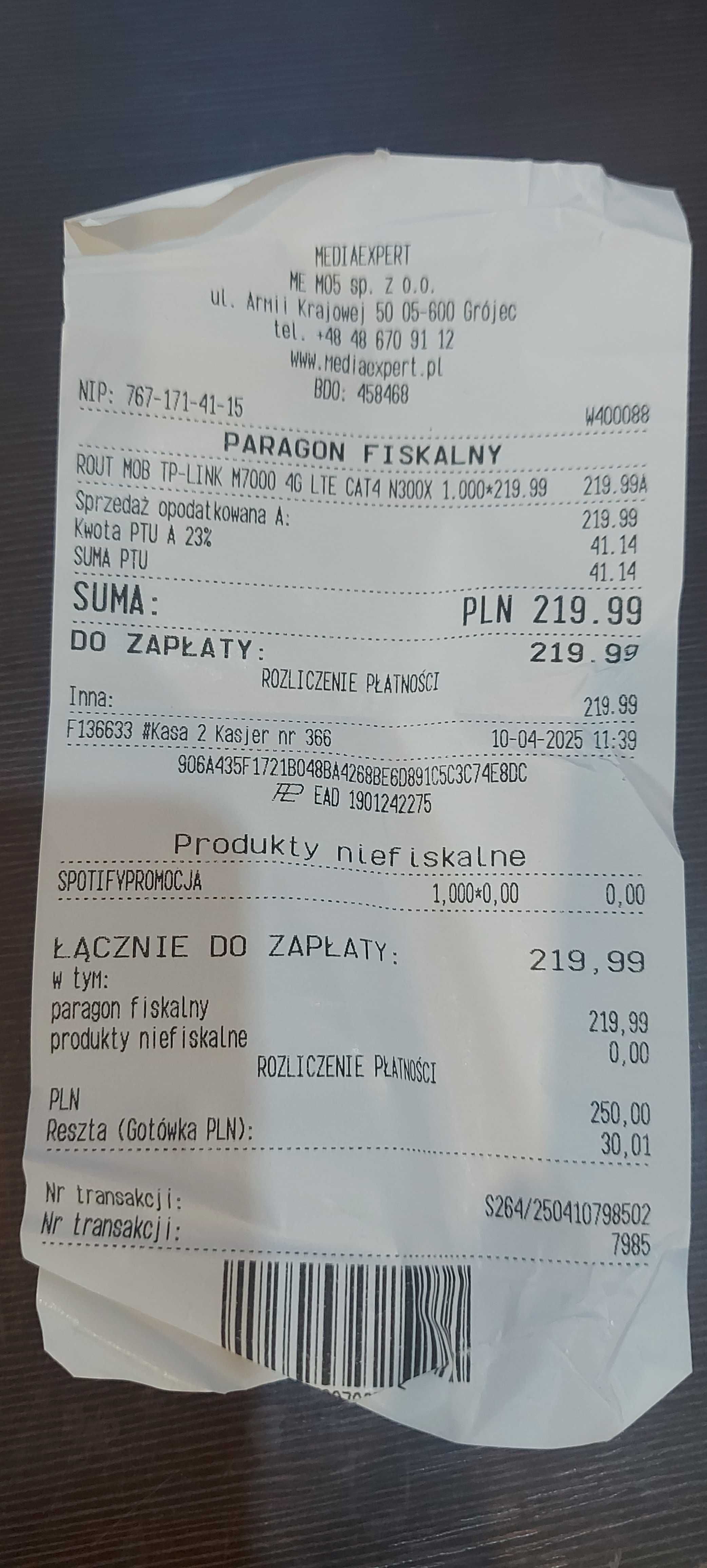 Mobilny router wifi tp link na gwarancji