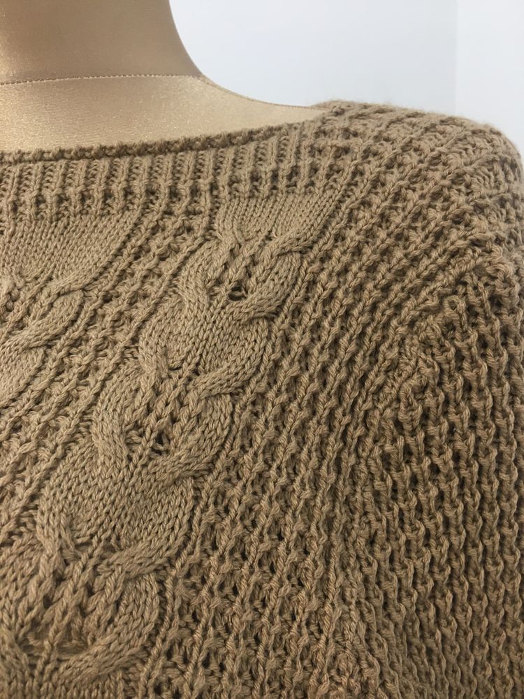 Sweter bawełniany damski camel 38