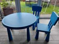 Zestaw mebli dziecięcych Ikea stół i 2 krzesła niebieskie
