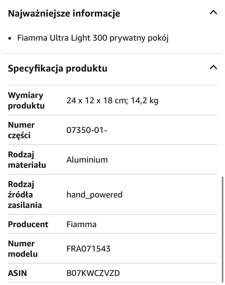 Zabudowa do rolety przyczepy kempingowej 300 Fiamma