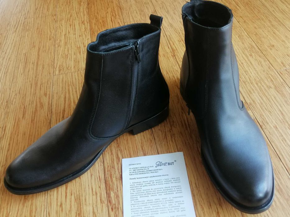 Buty zimowe męskie, rozm. 43. skórzane Nowe