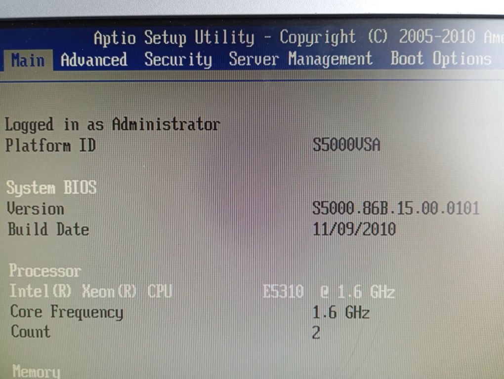 Intel S5000 VSA, системний блок