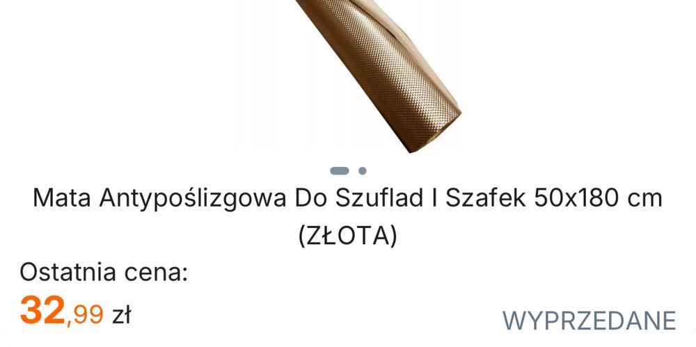 Mata antypoślizgowa do Szafek Szuflad ZŁOTA ekslusive
