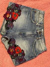 Sandro Paris Floral Patch Denim Shorts