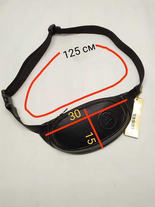 Сумка мужская кожаная, бананка DIESEL