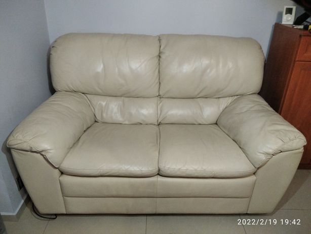 Sofa nierozkładana ze skóry naturalnej - Sprzedam !!