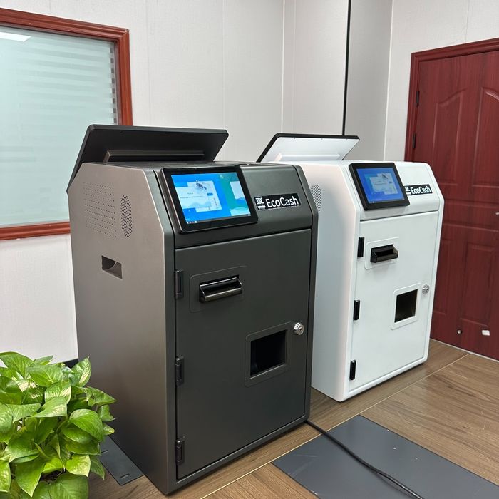 Caixa automático para receber e troco nota e moeda