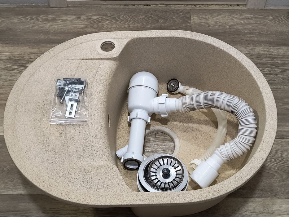 Мийка (гранітна) з штучного каменю бежева, врізна