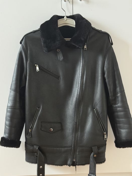 Чорна натуральна пряма авіатор дублянка