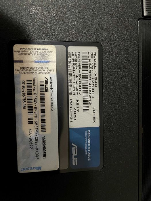 Portátil Asus X54H I3