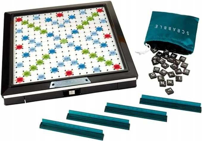 Mattel SCRABBLE gra dla 4 osób, obracana plansza j. Francuski