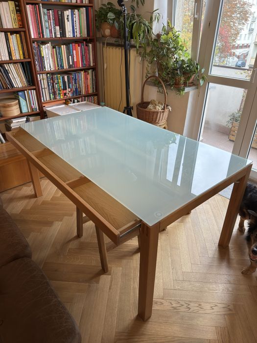 Ikea RISTI, stół drewniany dębowy z szufladami / biurko