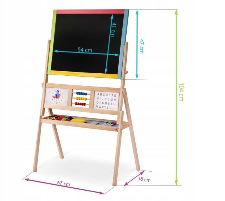 Tablica Dwustronna Edukacyjna Dla Dzieci Magnetyczna Kredowa WYPRZEDAŻ