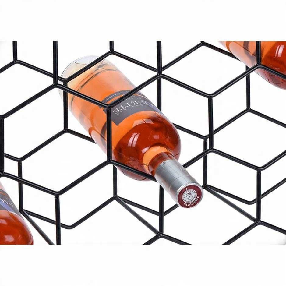 Stojak Na Wino Butelki Metalowy Czarny Loft 11 Butelek