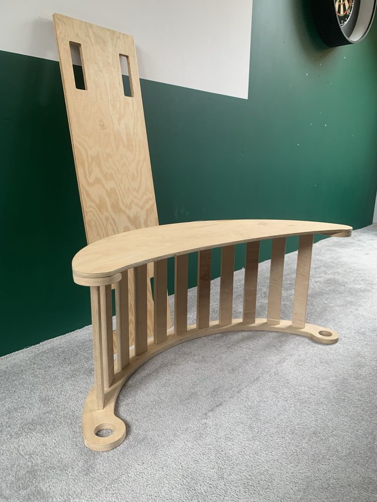 Drewniany bujak Montessori 3w1 z blatem oraz zjeżdżalnią
