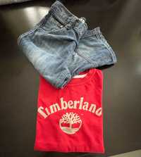 Conjunto t shirt Timberland e calções Benetton 8 anos