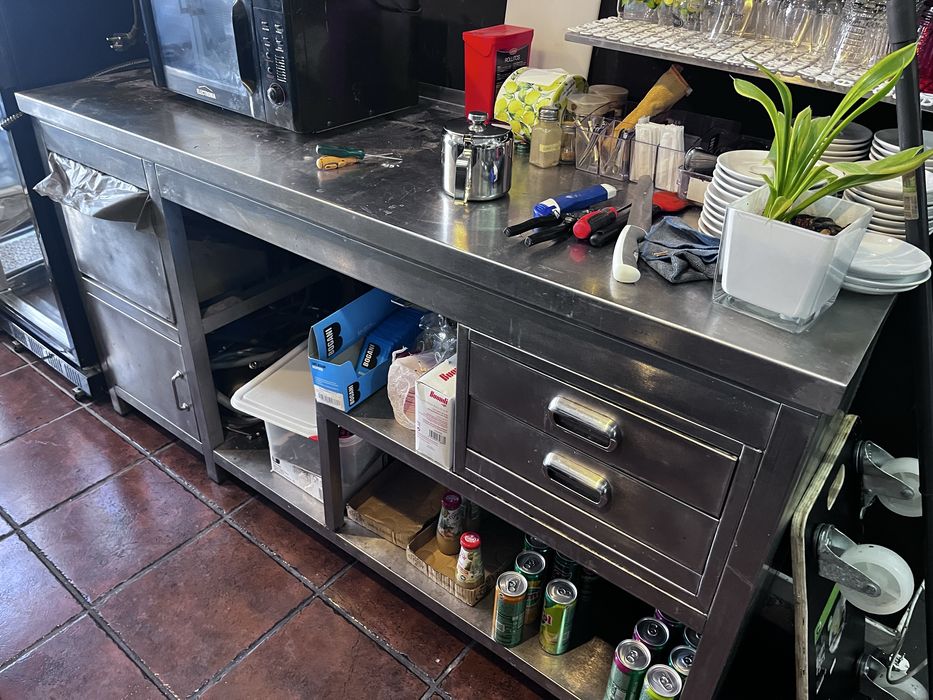 Bancada inox com porta borras