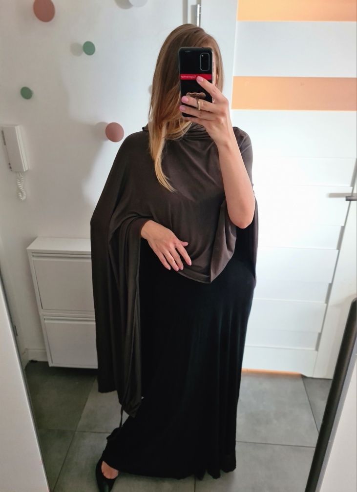 Brązowa peleryna płaszcz narzuta dla czarownicy wiedźmy Halloween