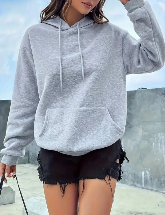 Серый женский худи
