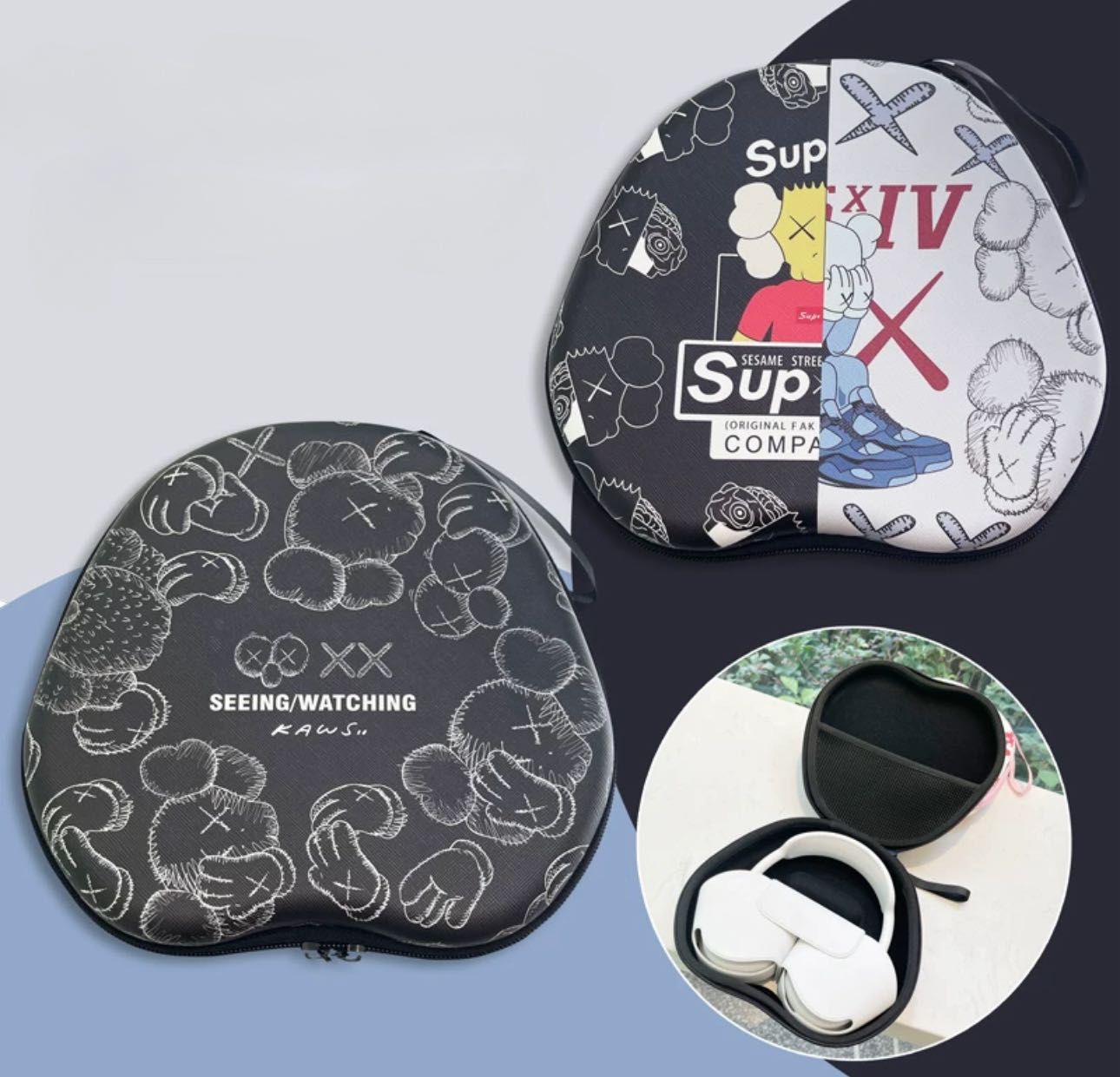 Etui na AirPods Max, bardzo stylowe z wzorem Kaws w kolorze białym