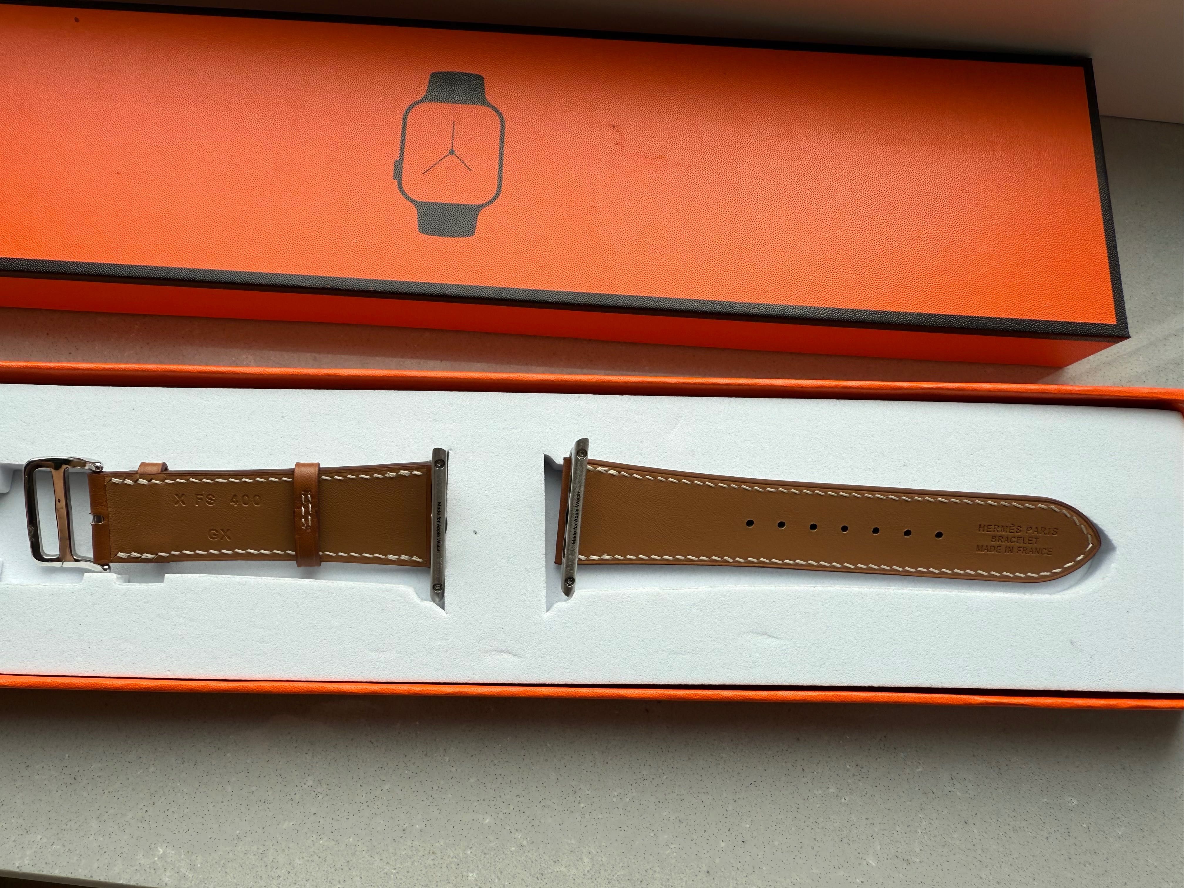 Pasek Apple Watch Hermes Single Tour 42- 49mm brązowy skóra naturalna