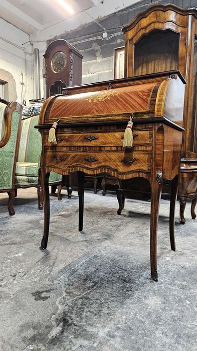 Stara Piękna Burko- Sekretarzyk ludwik Intarsja ,Bajka Robi wrażenie,