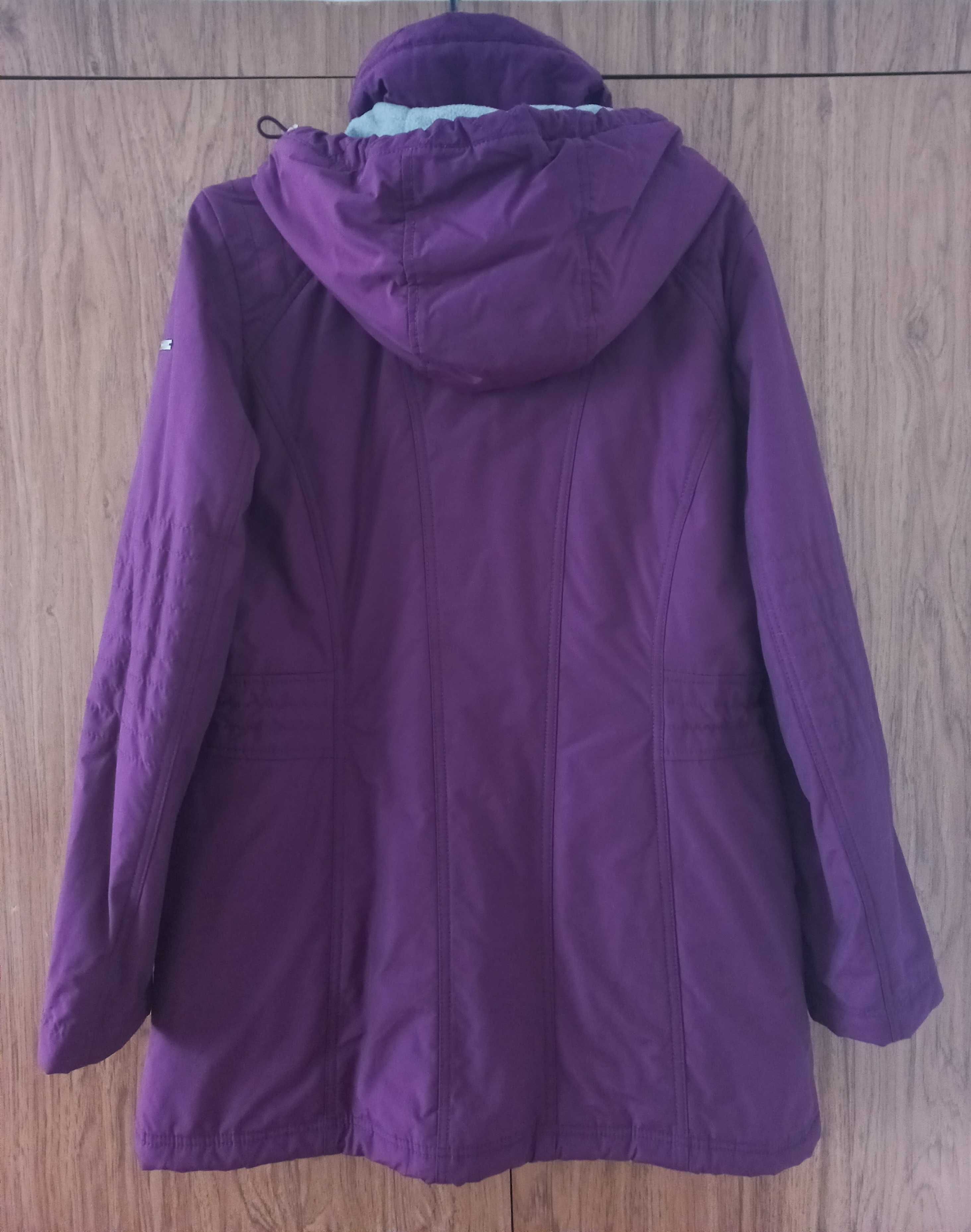 BONITA fioletowa długa dłuższa kurtka płaszcz pikowana 38 M 40 L