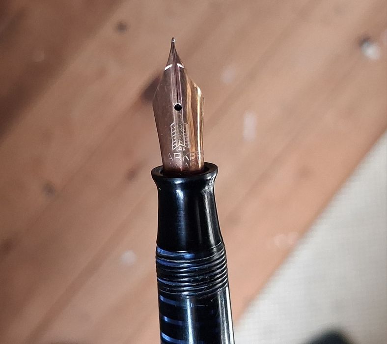 Caneta tinteiro Parker Vacumatic azul e outo