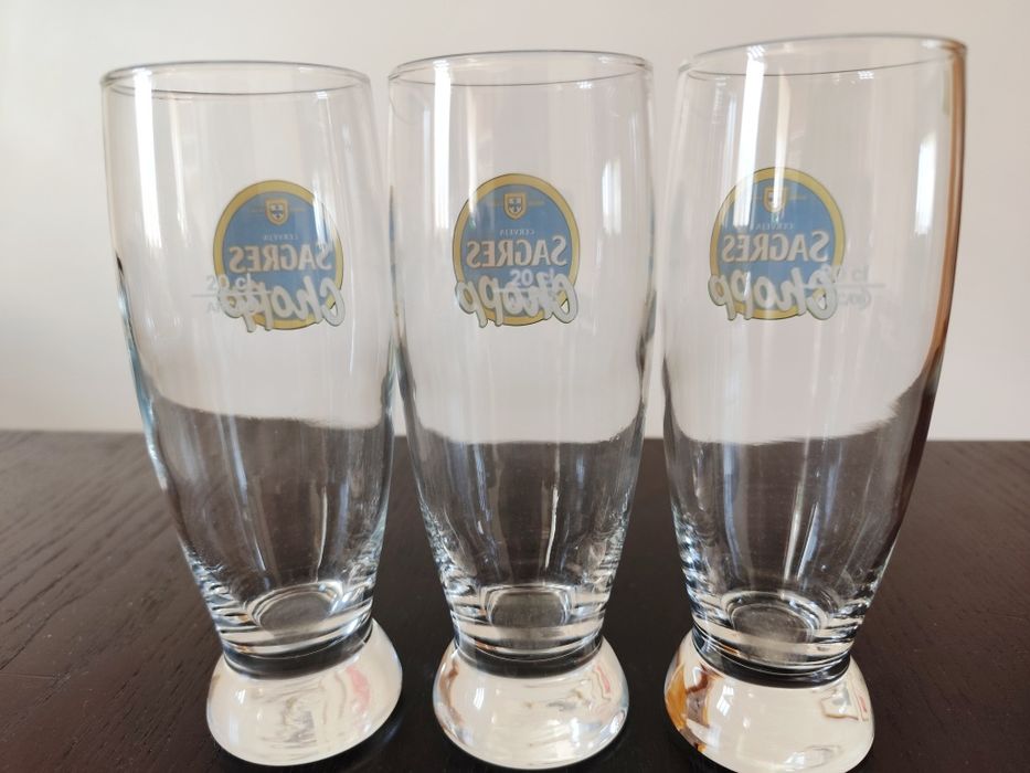 Lote de 3 copos de Cerveja - Sagres Chopp (Novos - 30 cl)