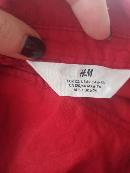 Koszula czerwona 122 h&m esja zdjęciowa mikolaj