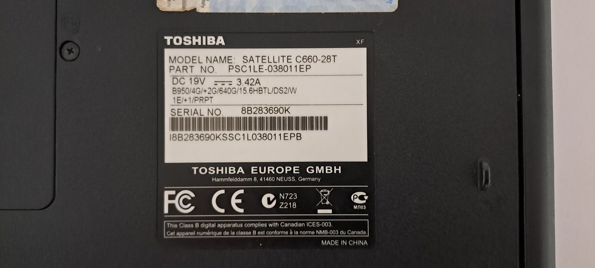 Toshiba satellite C660-28T (para peças)