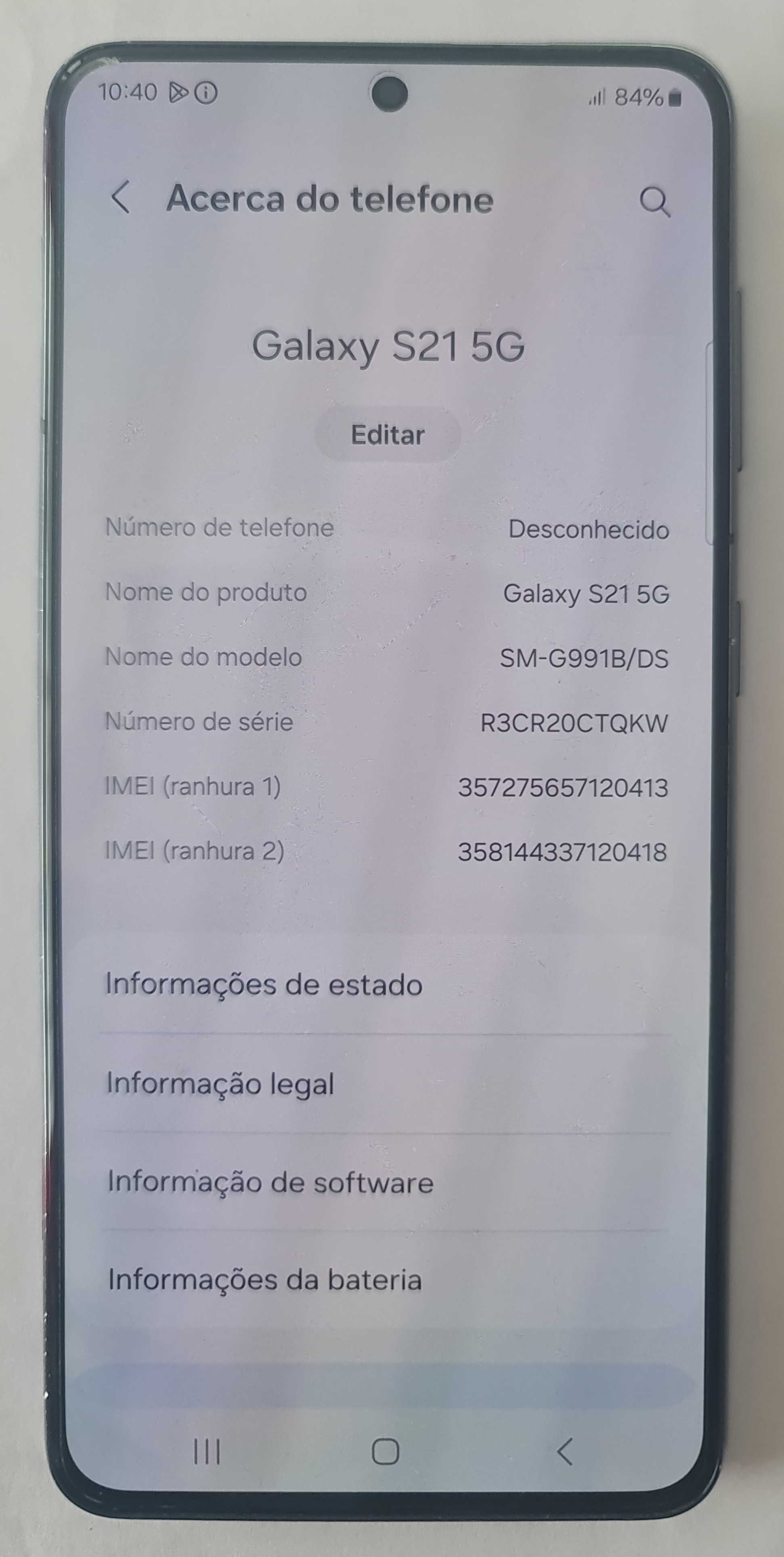 Smartphone Samsung S21 5G 6,2 dual SIM 8Gb128Gb cinzento