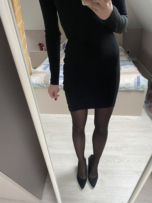 Sukienka H&M 34 XS mała czarna krótka mini elegancka odkryte plecy