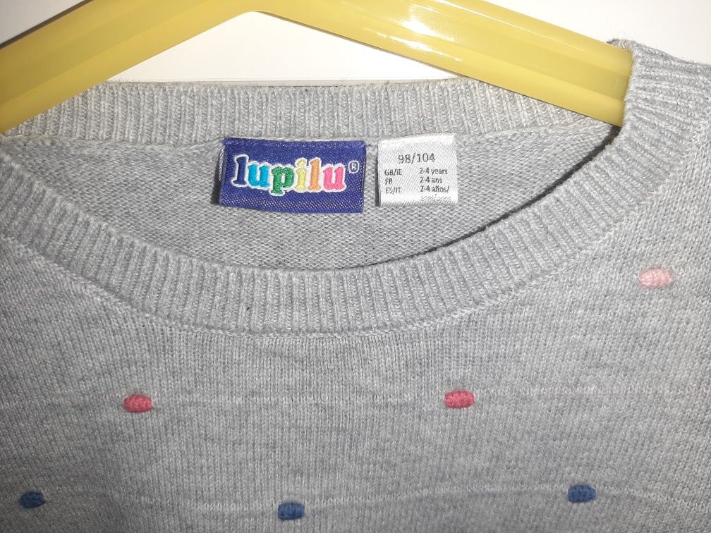 Szary sweter firmy Lupilu rozmiar 98/104